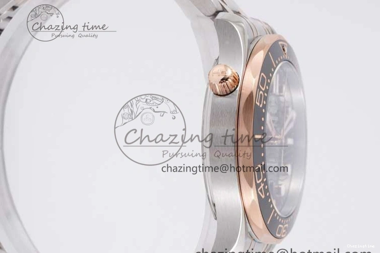 1218 UrbanChic Seamaster Diver 300M SS RG Black Ceramic Bezel JVSF 1:1 Best Edition Black Dial on SS RG Bracelet A 7786